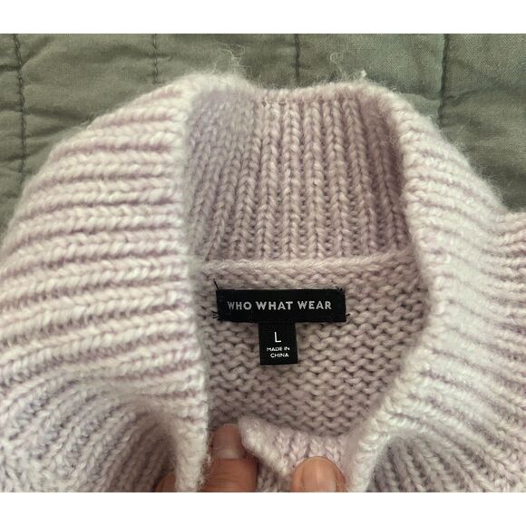 Who What Wear Lilac Puff Sleeve Cardigan Size Large Grannycore Cottagecore - Picture 3 of 6